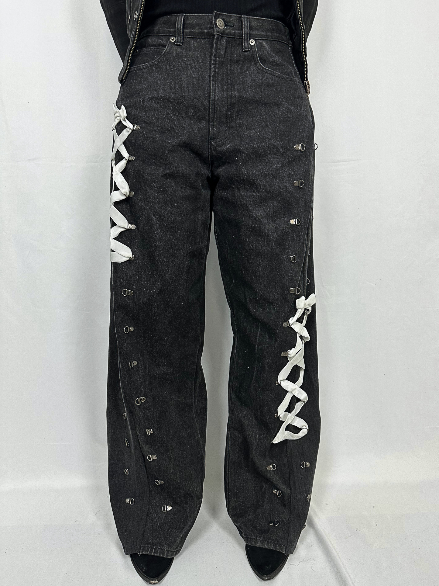 Lace-Up Denim Trousers