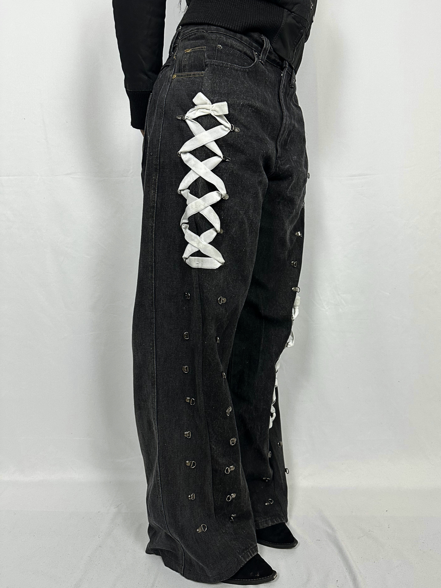 Lace-Up Denim Trousers