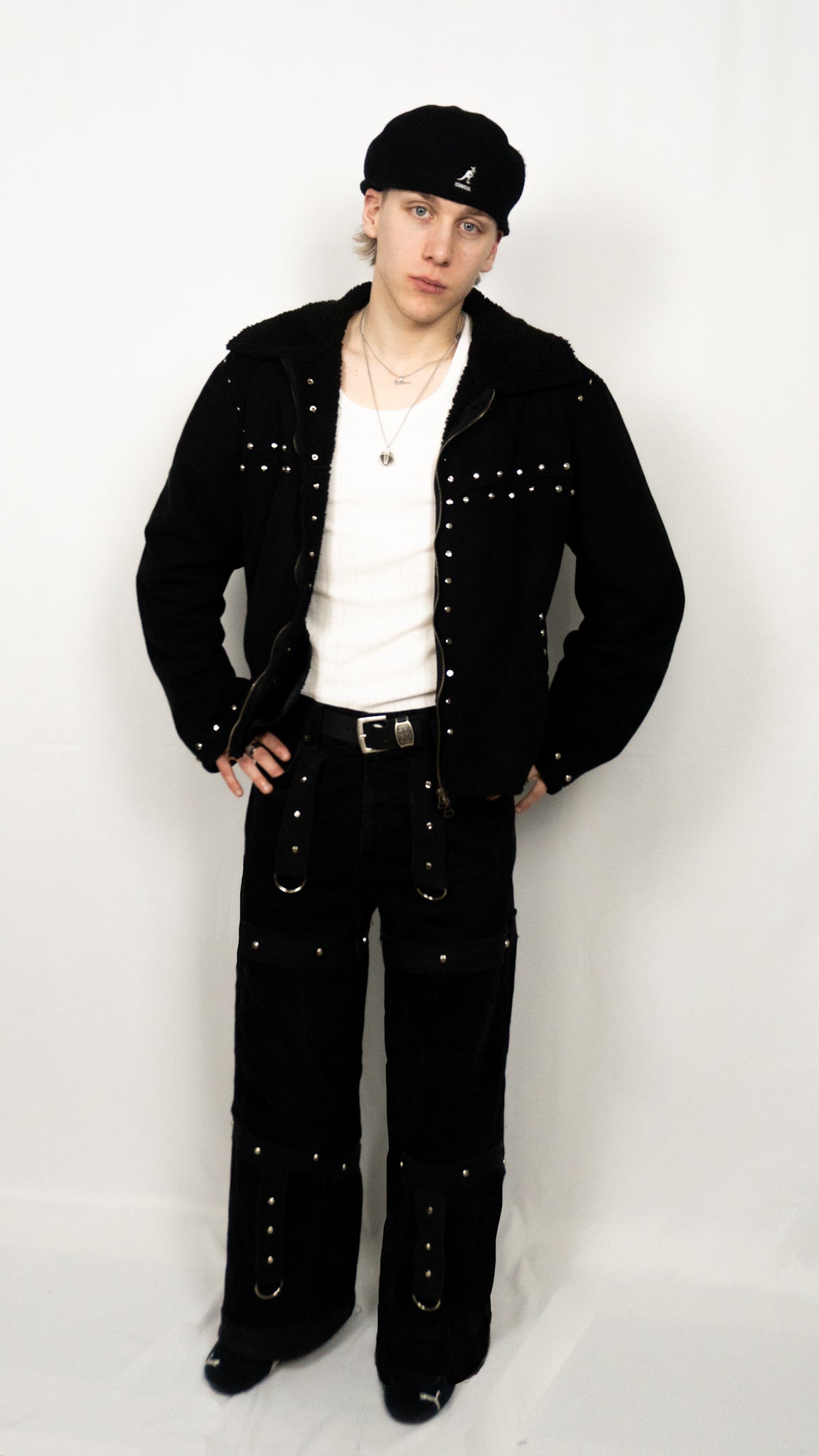 Denim Studded Utility Pants