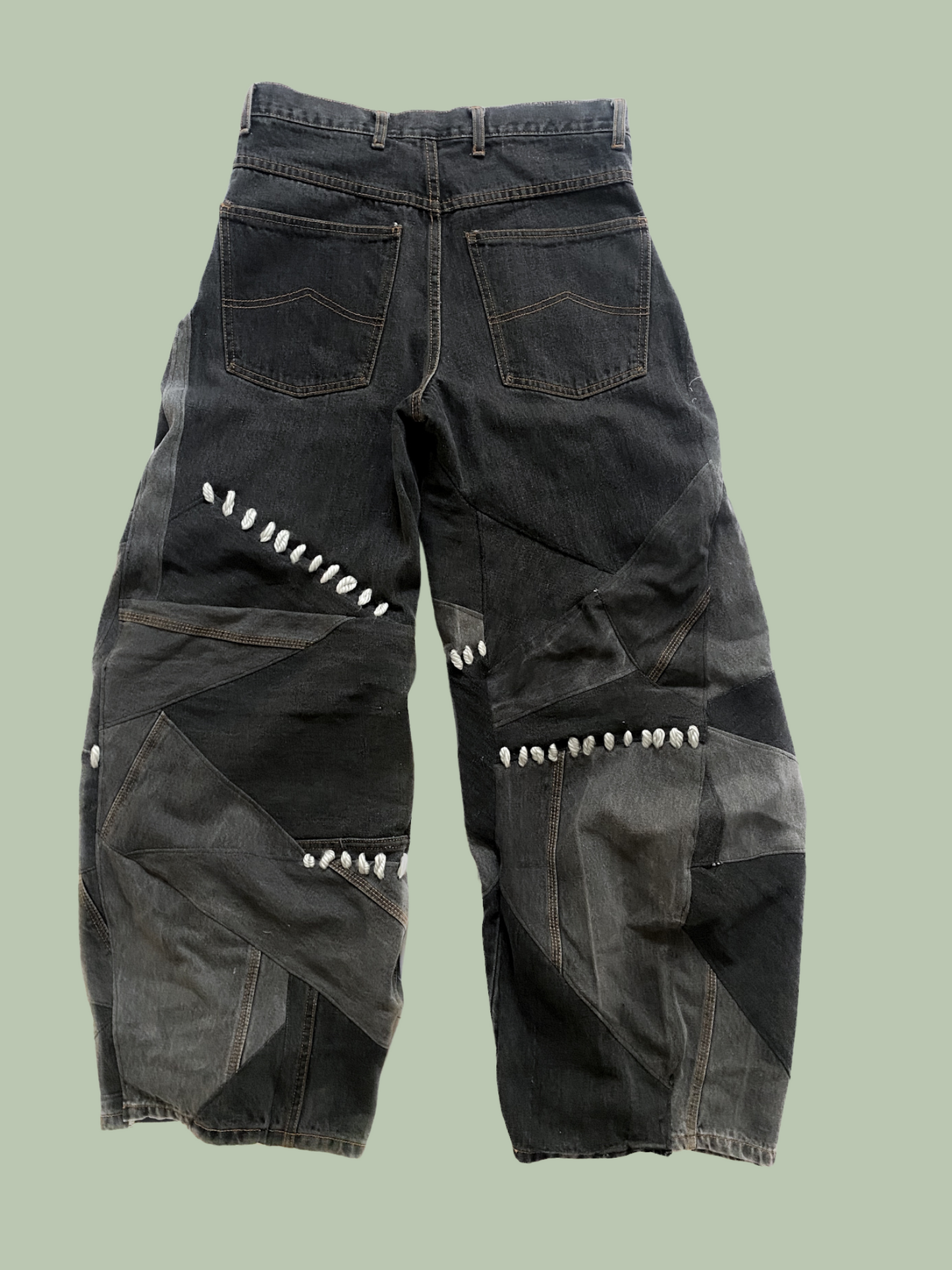 Panel-Stitched Denim Pants