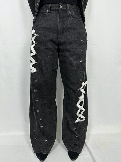 Lace-Up Denim Trousers