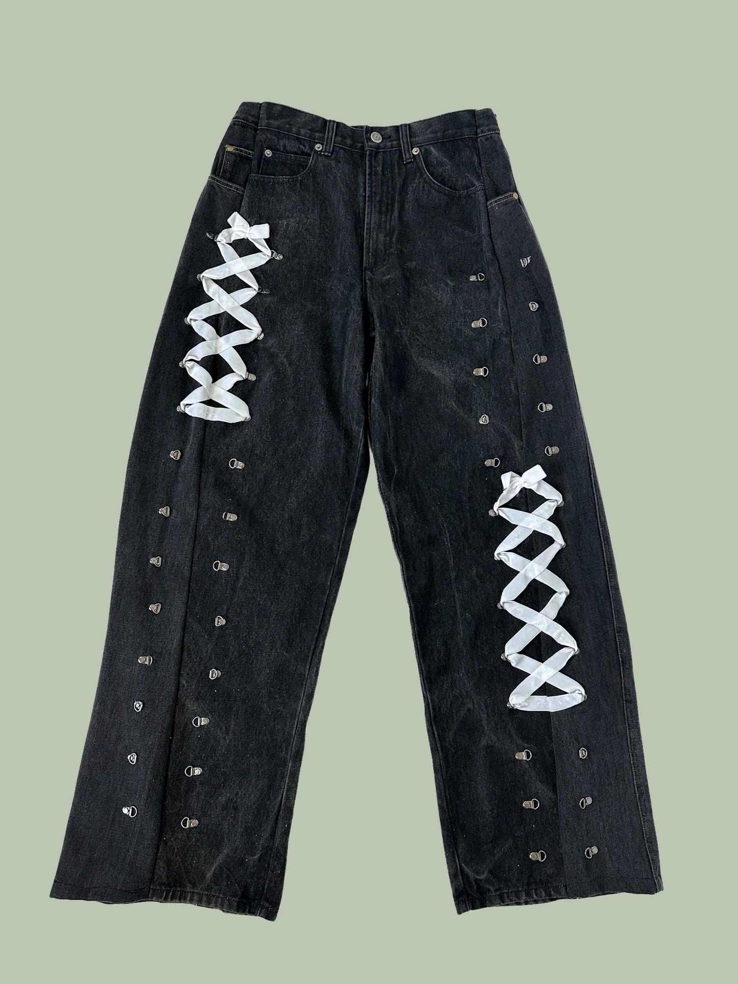 Lace-Up Denim Trousers