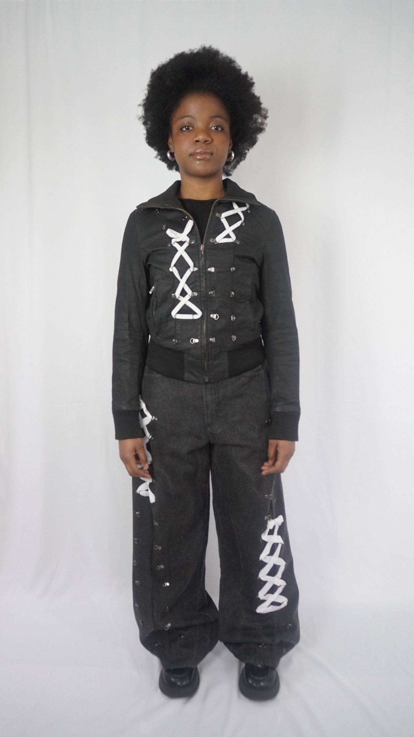 Lace-Up Denim Trousers