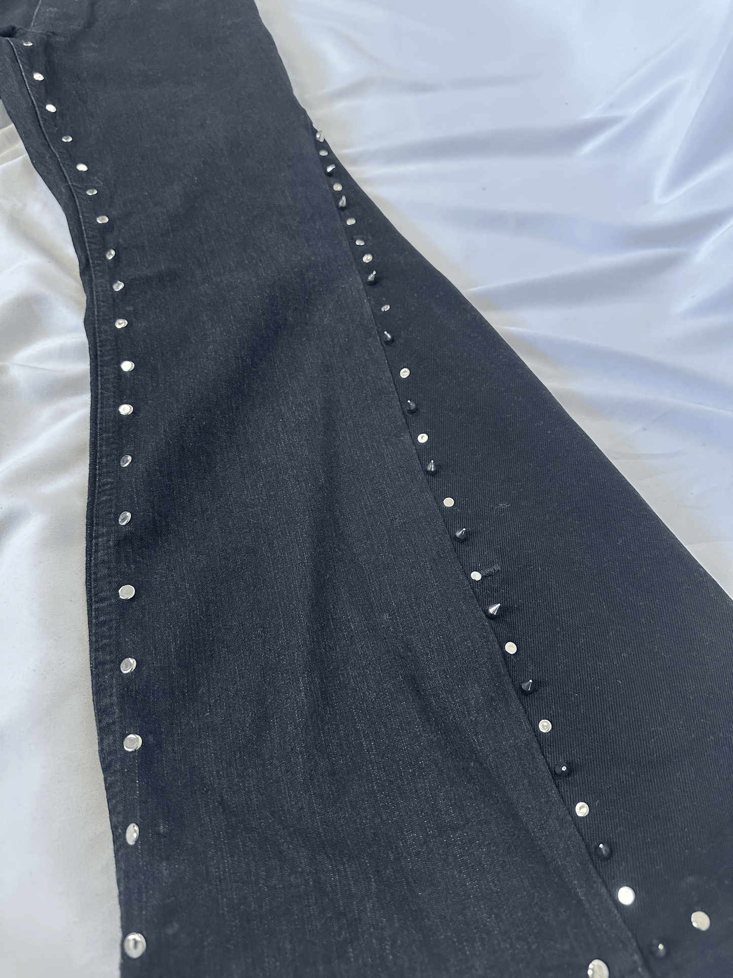 Studded Flare Denim Trousers