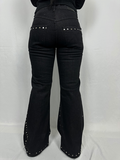Studded Flare Denim Trousers