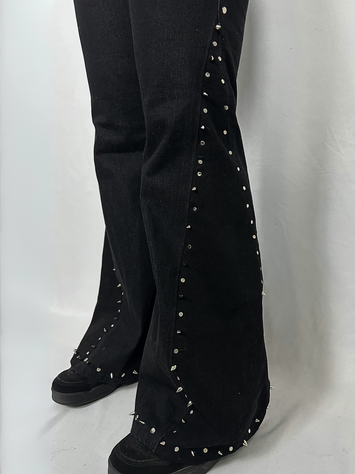 Studded Flare Denim Trousers