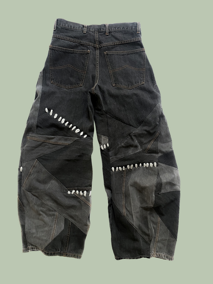 Panel-Stitched Denim Pants