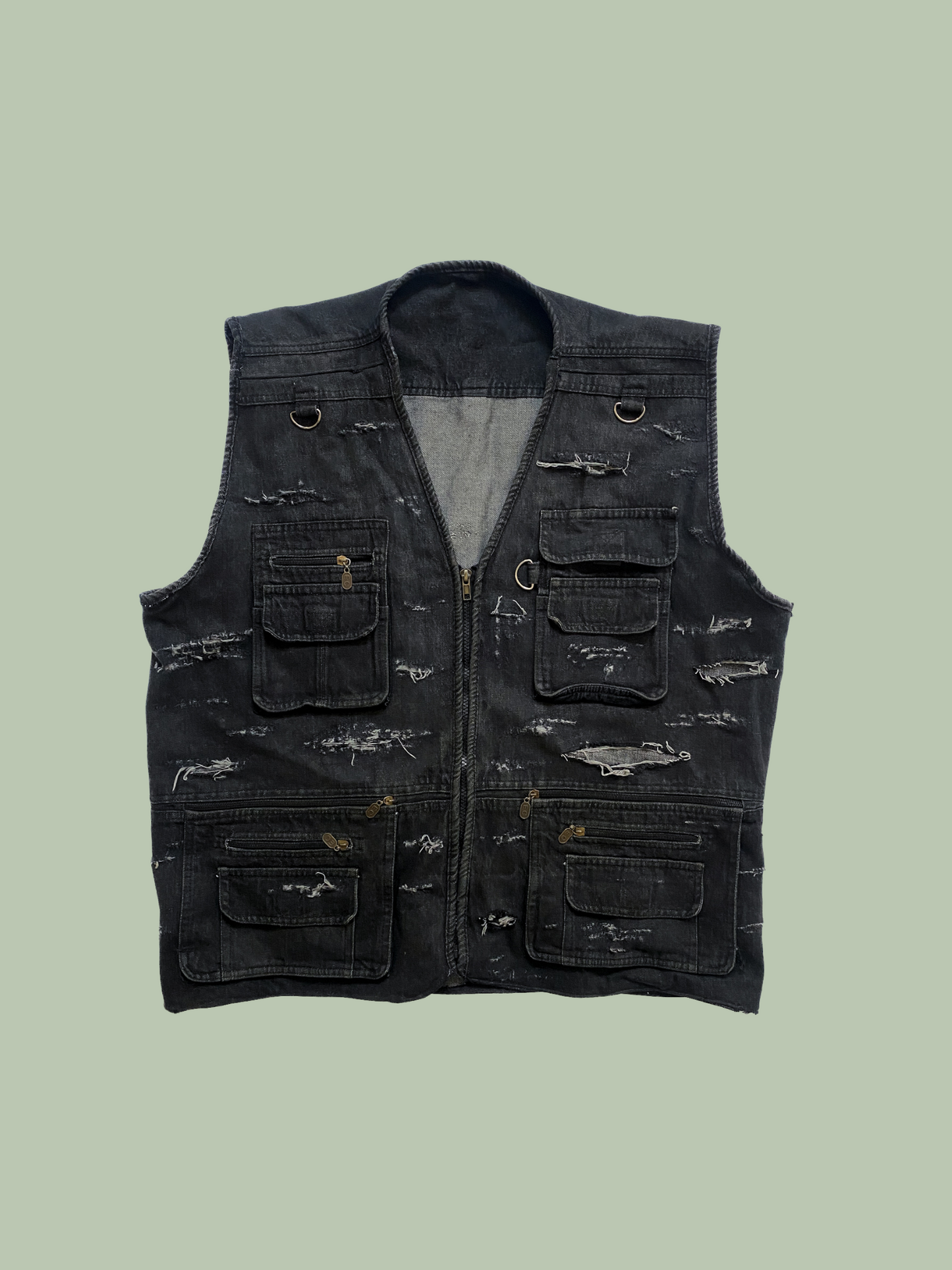 Multi-Pocket Distressed Utility Vest