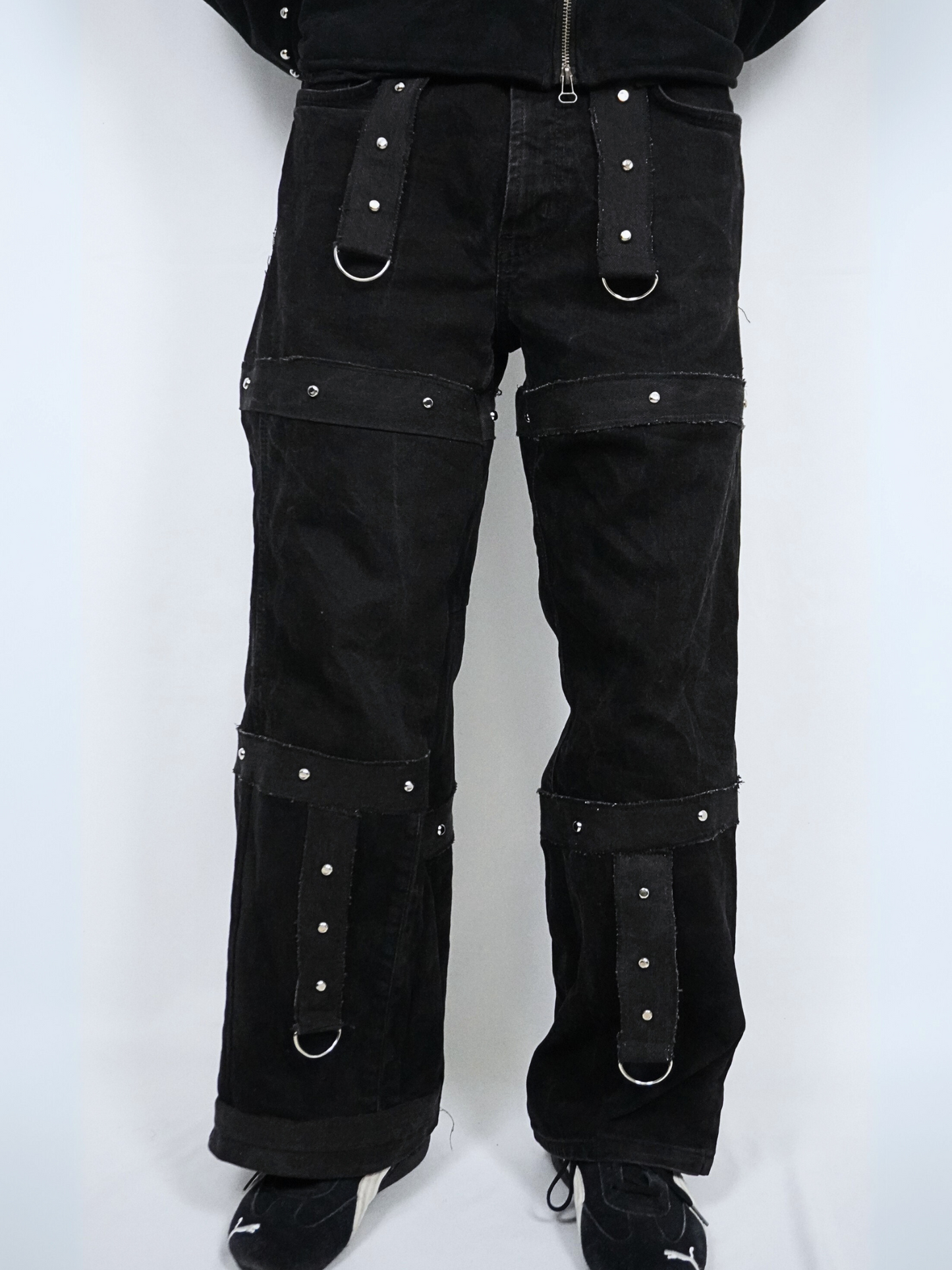 Denim Studded Utility Pants