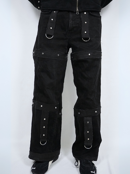 Denim Studded Utility Pants
