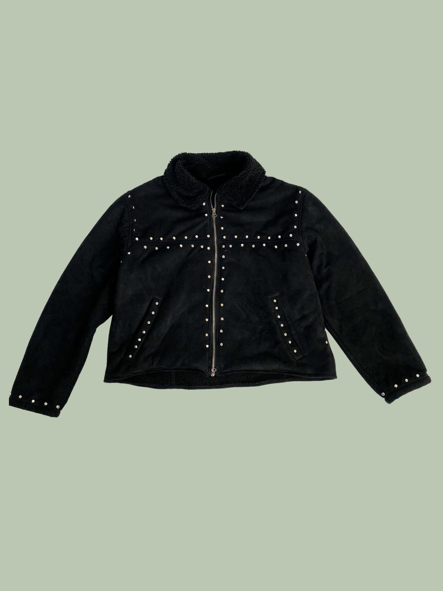 Studded Sherpa-Lined Jacket